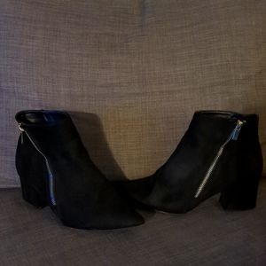 Black Suede Booties Silver Zipper